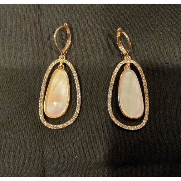Anne Klein Jewelry - Earrings, Anne Klein Crystal Orbital Drop Earrings, White/Gold tone, NWT